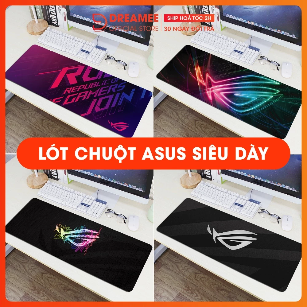 [Xả hàng] Miếng Lót chuột, Pad chuột Cỡ Lớn Chống Nước, kích thước 80x30, 20x25cm, Lót chuột Asus bo viền 3mm DREAMEE