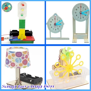 Đồ chơi giáo dục - Combo 4 bộ lắp ghép sáng tạo Đèn Ngủ, Đèn tín hiệu, Đồng Hồ, Máy tạo Bong bóng, Đồ chơi stem, steam