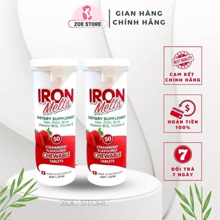 Viên sắt ngậm Iron Melts vị dâu 50 viên của Úc