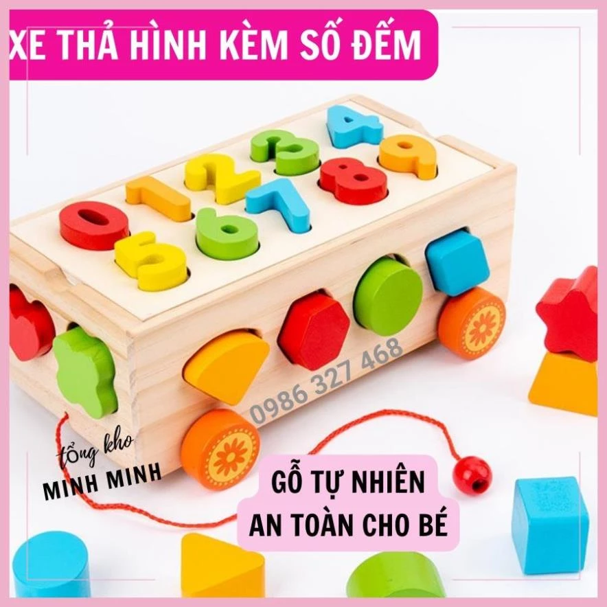 [SỈ] Đồ Chơi Gỗ: Xe Kéo Thả Số & Hình Khối- GIÚP BÉ PHÁT TRIỂN TAY, MẮT- LÀM QUEN VỚI CON SỐ, MẦU SẮC & HÌNH KHỐI