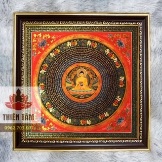 Tranh Phật Thích Ca Mandala 36x36cm bằng vải phủ bóng, khung composite xịn xò