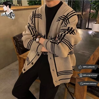 Áo khoác nam cardigan dệt kim dáng rộng đơn giản phong cách Hàn Quốc