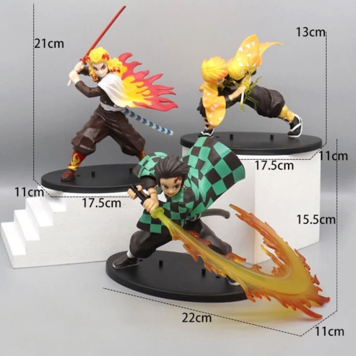 Mô hình Tanjirou, Kyoujurou, Zenitsu Trạng thái chiến đấu Thanh gươm diệt quỷ Figure Hanhphucmart