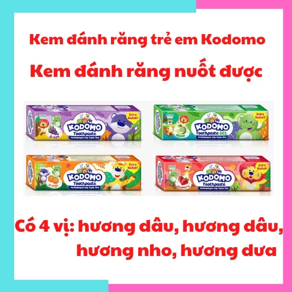 Kem đánh răng trẻ em Kodomo Nhật Bản kem đánh răng nuốt được 45g cho bé