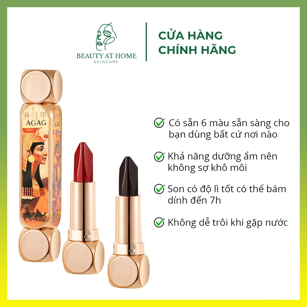 Son lì 6 màu lâu trôi agag giúp dưỡng ẩm có độ lì tốt 7h bám dính không trôi gặp nước - Beauty at home