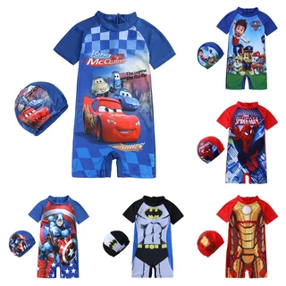 Bộ Đồ Bơi Liền Thân Hóa Trang Nhân Vật Hoạt Hình Pixar Lightning McQueen Spiderman Cho Bé Trai Gái