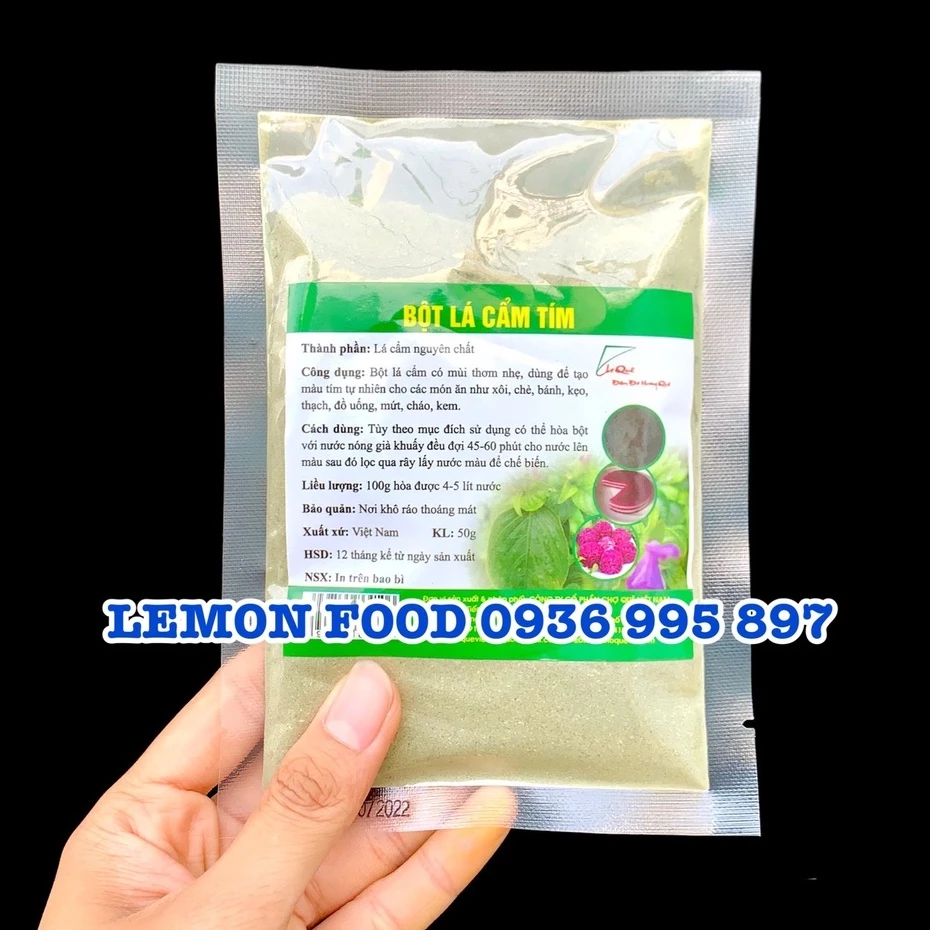 [Gói 50g] Bột lá cẩm tím nguyên chất 100% - Bột tạo màu tím tự nhiên cho xôi chè, bánh trung thu, mứt dừa, rau câu