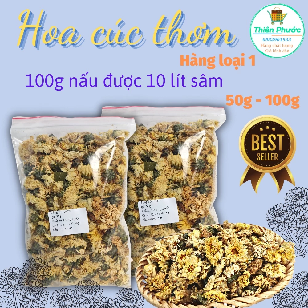 Bông cúc thơm 50g/ 100g nấu nước sâm giải nhiệt, loại 1 thơm - không bị hăng - không bị chua