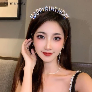 Băng đô cài tóc hình chữ Happy Birthday đính đá long lanh cho nữ
