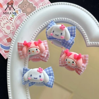 SANRIO Kẹp Tóc Đính Nơ Họa Tiết Hoạt Hình Dễ Thương Phong Cách Hàn Quốc