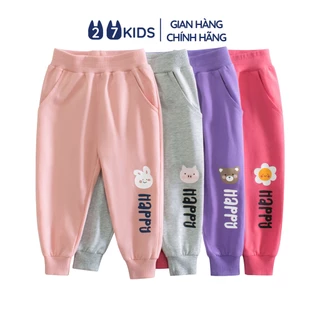 Quần thun dài bé gái 27Kids 27Home thu đông nữ 100% Cotton cho trẻ từ 2-10 tuổi GLPE2