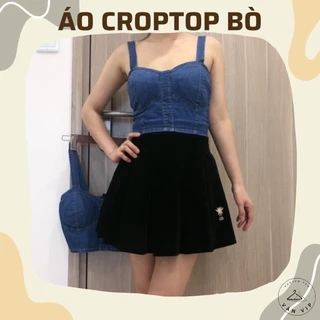 Áo crotop bò, áo hai dây basic dễ mặc thời trang cho nữ có độn ngực freesize