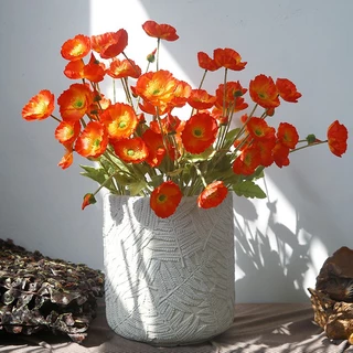 Hoa anh túc giả, hoa poppy vải lụa đẹp cao cấp 1 cành 3 hoa 1 nụ 53cm trang trí, decor phòng, quán cà phê, cửa hàng