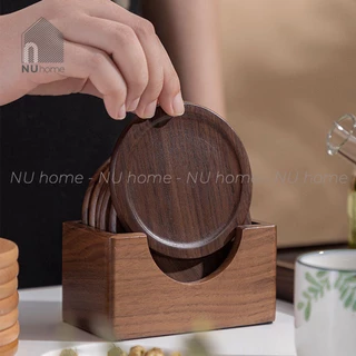 Đế lót ly bằng gỗ cao cấp đẹp mắt | nuhome.vn | được thiết kế sáng tạo mang phong cách Nhật Nản, bộ 6 đế lót gỗ tự nhiên