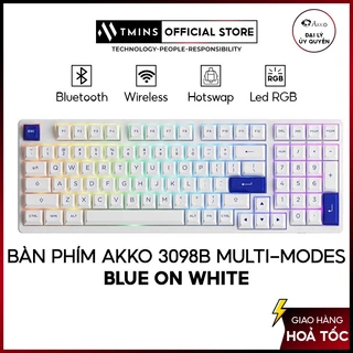 Bàn phím cơ không dây AKKO 3098B Multi Mode Blue On White - Hàng chính hãng