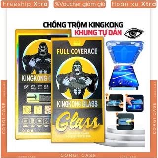 Kính Cường Lực Iphone KINGKONG Khung tự dán Chống Nhìn Trộm cho IP 7 8 Plus X XS XSM 11 12 13 14 Pro Max