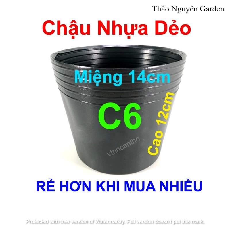 Chậu nhựa đen C6 (14x12cm) Liên An trồng rau, chậu trồng hoa Vạn Thọ TẾT | Thảo Nguyên Garden