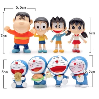 (Sẵn VN) Bộ 5 hoặc 8 mô hình các nhân vật trong Doremon Đôrêmon - Doraemon Nobita Shizuka trang trí bánh kem sinh nhật