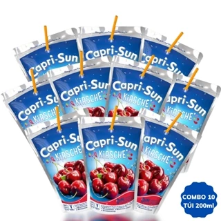 {Combo 10 túi} Nước trái cây Capri-Sun vị Anh đào túi thiếc 200ml độc đáo - hàng nhập khẩu Đức chính hãng