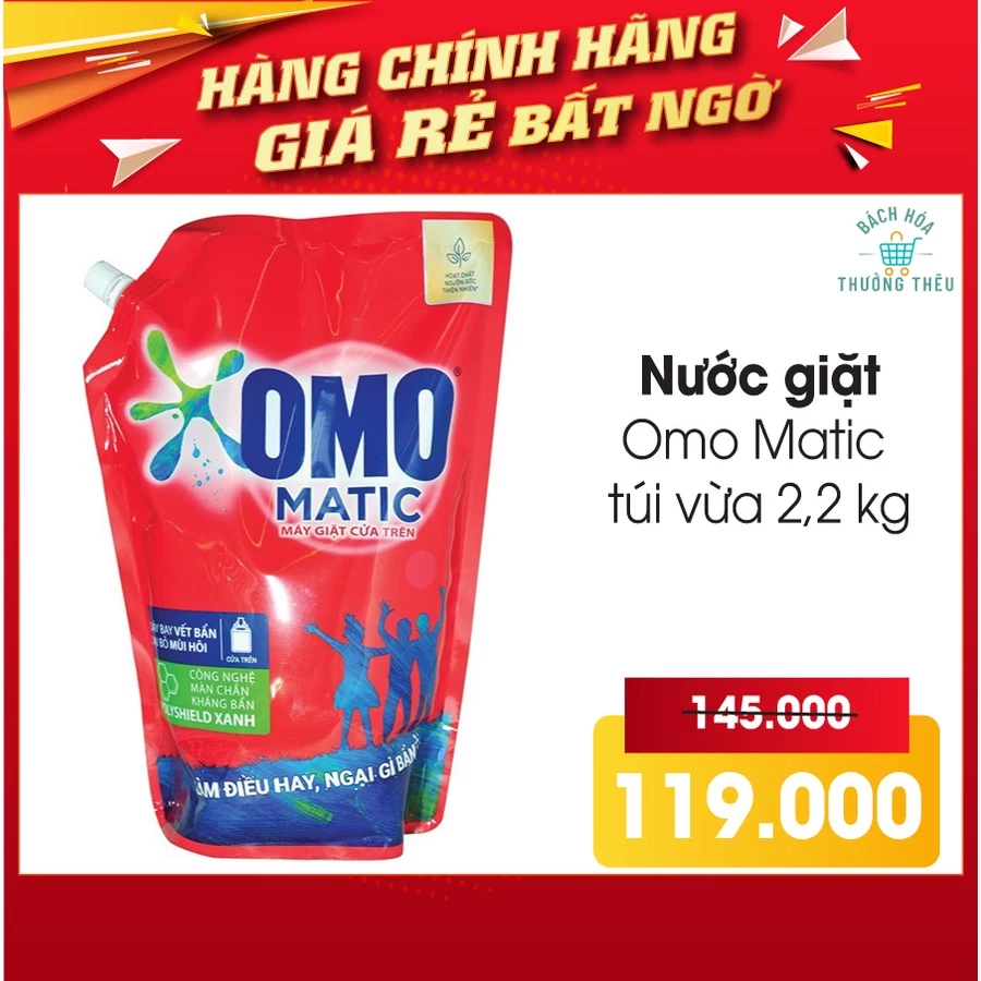 Túi Nước giặt OMO Matic cho máy giặt Cửa Trên Bịch  2.2KG