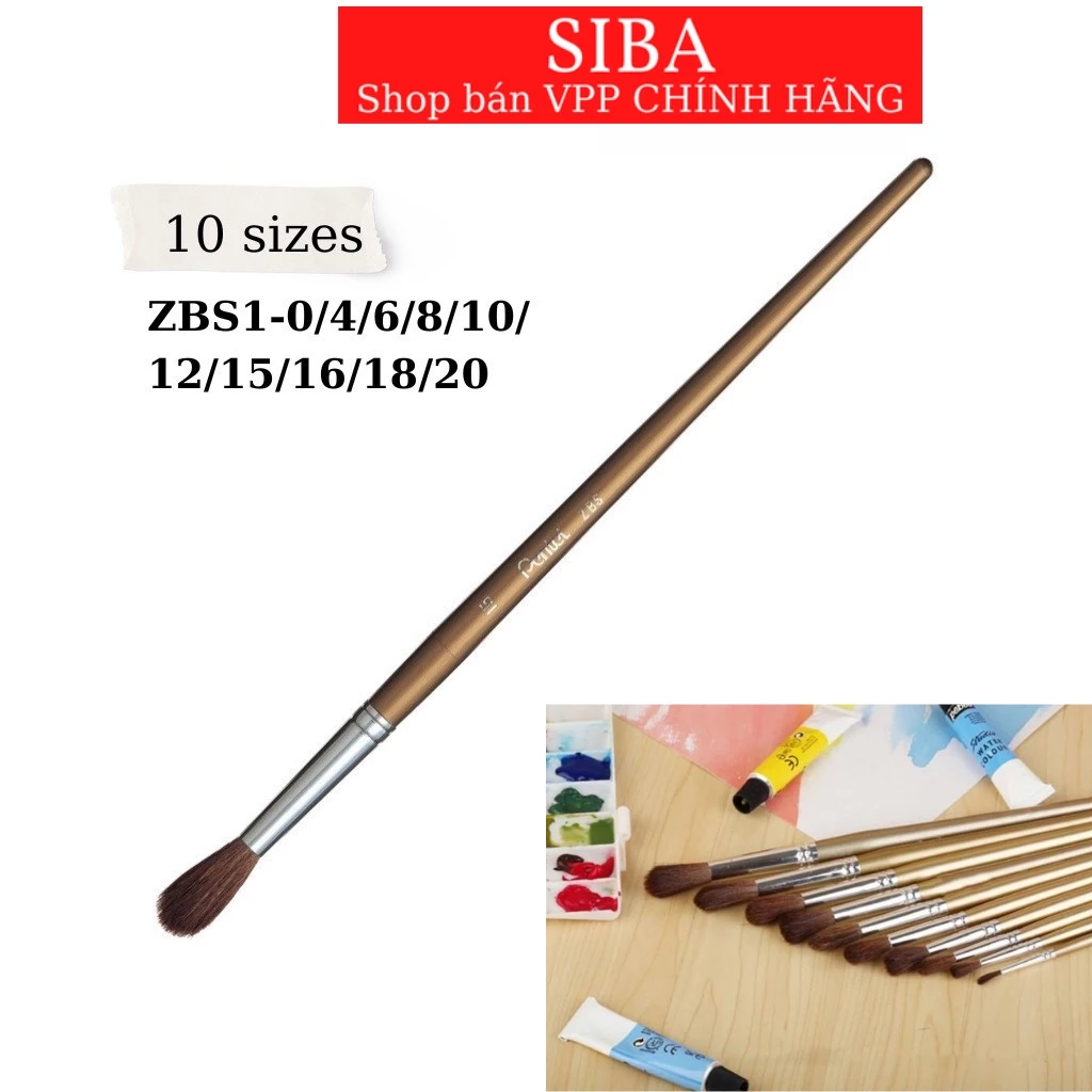Cọ vẽ màu nước Pentel/ cọ đầu tròn ZBS1 các số 0/ 2/ 4/ 6/ 8/ 10/ 12/ 15/ 16/ 18/ 20- Chính hãng