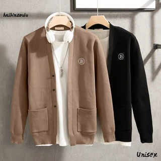 Áo Khoác Cardigan Dệt Kim Dáng Ôm In Logo Haibinzulu Thời Trang Mùa Đông Cho Nam