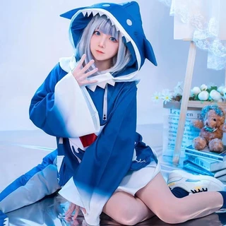 (Sẵn) Trang phục cosplay nhân vật  Gura cá mập #Gura- Loại 1