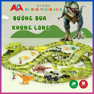 Đồ chơi lắp ráp đường đua ô tô khủng long, đồ chơi lắp ghép đường ray khủng long cỡ lớn cho bé thoả sức sáng tạo