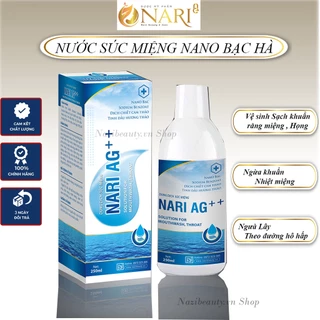 Nước súc họng nano bạc Nari ngừa khuẩn ,viêm , nhiệt họng phòng tránh lây theo đường hô hấp thơm miệng cả ngày lo 250ml