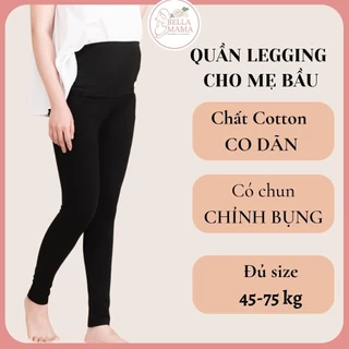 Quần Legging Bầu Cạp Cao Cotton Có Đáp Bụng Và Chun Chỉnh Bụng Thoải Mái Cho Mẹ Bầu Bella Mama - Q10