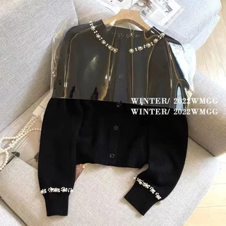 Áo Khoác Cardigan Màu Đen Dáng Ngắn Thời Trang Xuân Thu Dành Cho Nữ