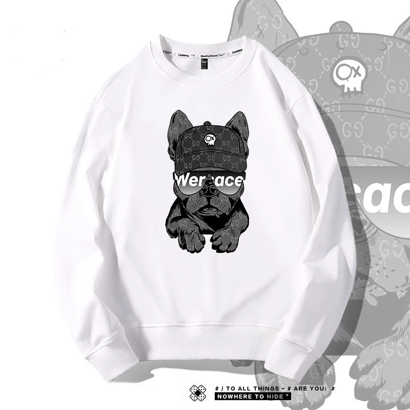 Áo Sweater HappyFamily Form Rộng In Hình Chú Chó Pug We'r Ace Cotton 100 Cao Cấp