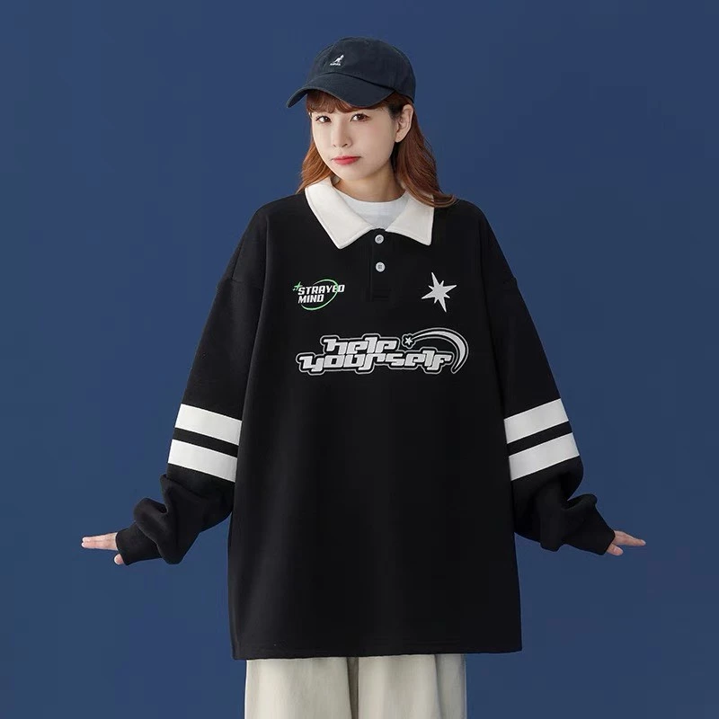 Áo Sweater Polo From Rộng - APT Unisex - Sweater Polo Chất Liệu Vải Nỉ Bông Phong Cách Ulzzang