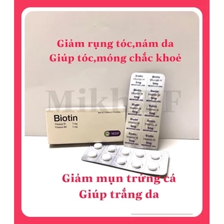 Viên uống Biotin - vitamin H chống rụng tóc,giúp tóc và móng chắc khoẻ,da trắng mịn