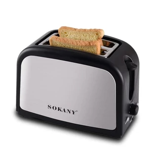 Máy nướng bánh mỳ SOKANY 800W màu đen có chế độ rã đông, công suất cao nướng siêu nhanh [HÀNG CHÍNH HÃNG]