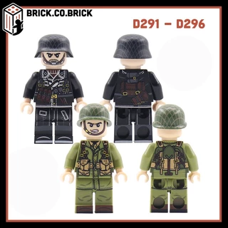 Nhân vật Lính Đức và Mỹ Đồng Phục Nón Bảo Hiểm Đồ chơi Lắp ráp Mini Quân Đội Army D291  D296