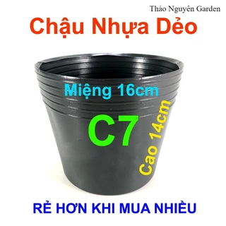 Chậu nhựa đen C7 (16x14cm) Liên An trồng hoa vạn thọ Tết, trồng rau, trồng cây | Thảo Nguyên Garden