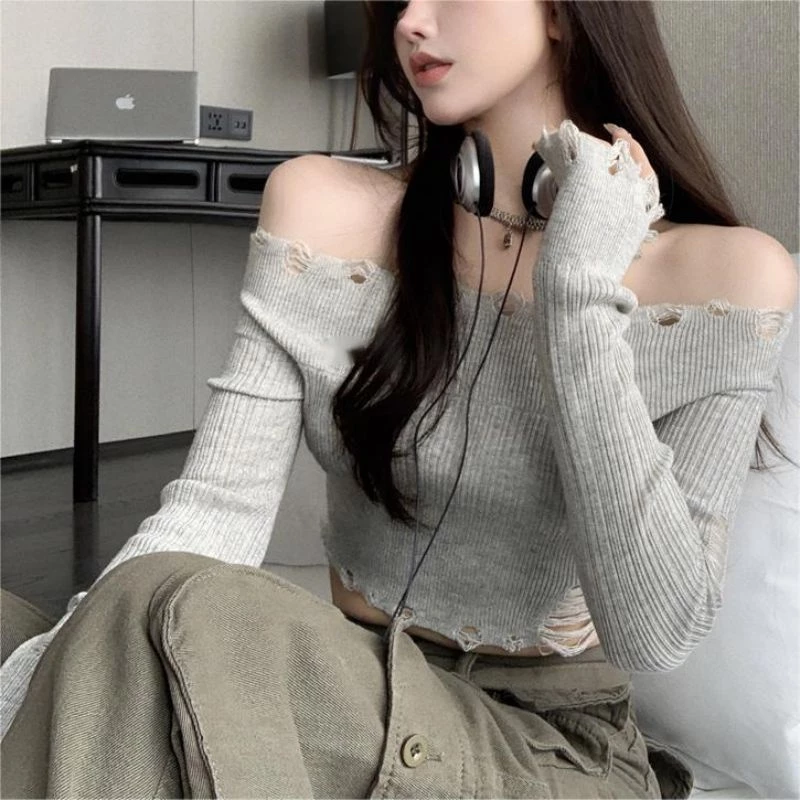 Áo Sweater Dệt Kim Mỏng Màu Sắc Đơn Giản Cho Nữ