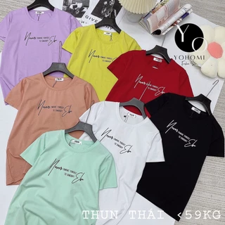 Áo thun thái nữ from vừa cổ tròn chất thun cotton thái mịn, mát, co dãn tốt, nhiều màu bao đẹp YOHOMI mã A018 dưới 60kg