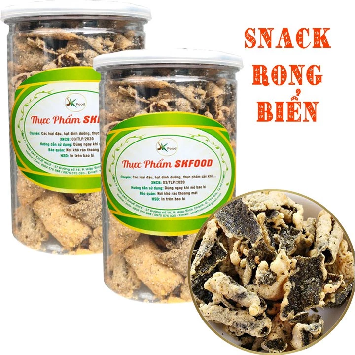 [Combo 2 Hộp] Snack rong biển giòn tan thơm ngon đậm đà hương vị- tổng 400g món ăn vặt siêu ngon SK FOOD