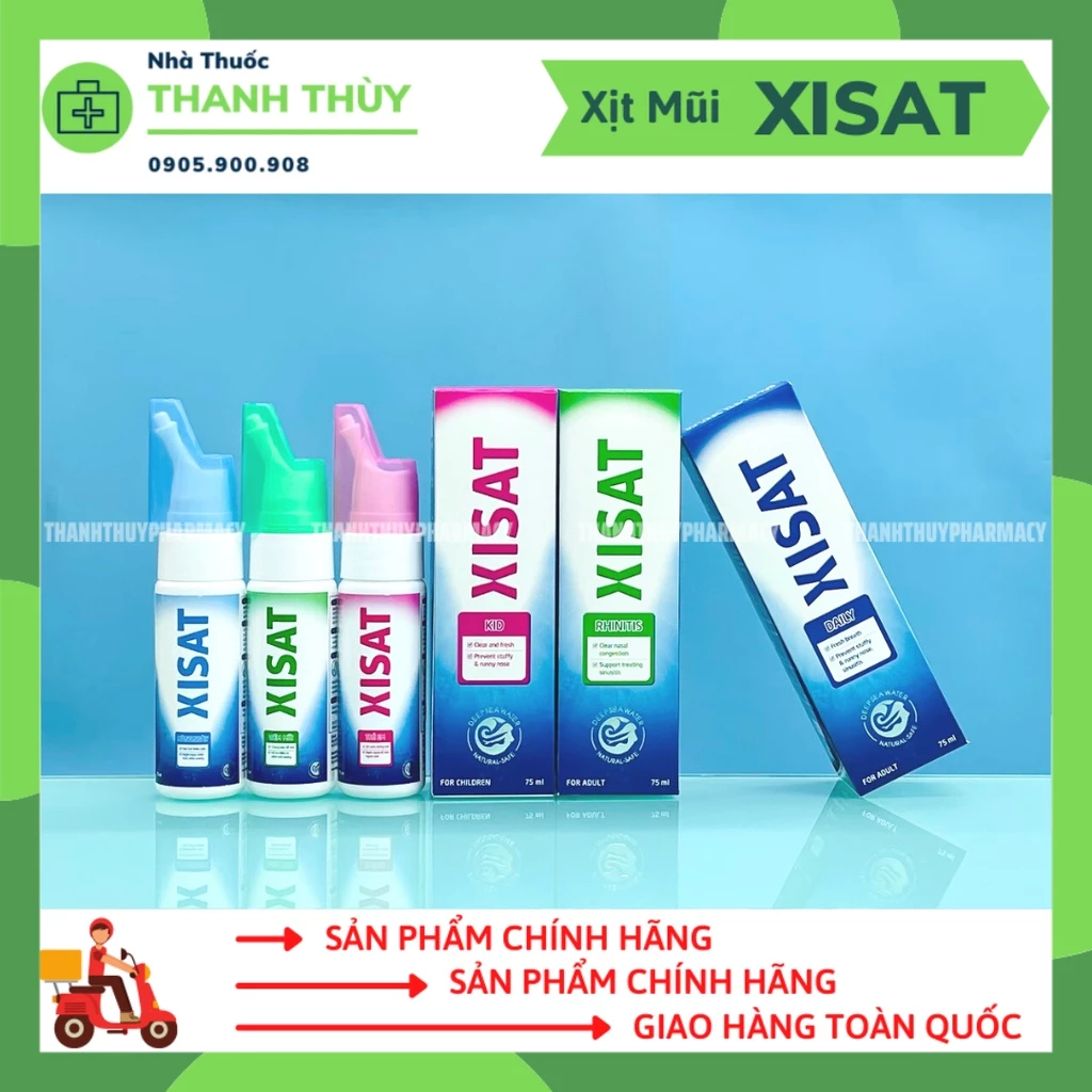 Nước Biển Sâu Sạch Thông Mũi  Xisat 75ml - Làm Sạch Bụi Bẩn Ra Khỏi Mũi, Giúp Ngăn Chặn Mầm Bệnh Xâm Nhập Vào Cơ Cơ Thể