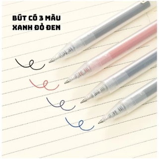 Bút bi bấm B1 mực gel màu đen đỏ xanh ngòi 0.5mm viết trơn ra mực đều dụng cụ văn phòng phẩm