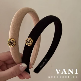 Băng Đô Vải Cotton Đính Charm Hoa Trà Handmade - Vani Store - PKT00297