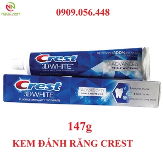 Kem đánh răng Crest 3D WHITE ADVANCED TRIPLE WHITENING 147g - Trắng răng gấp 3 lần, có flour ngăn ngừa sâu răng