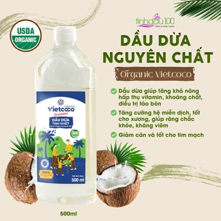 Dầu dừa tinh khiết Organic VIetcoco (thực phẩm) - Chai 500ml