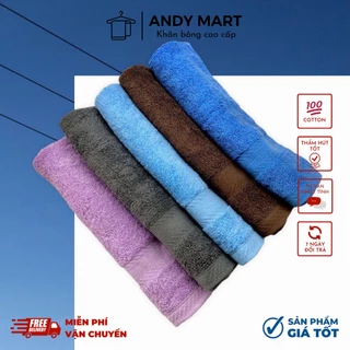 Khăn lau mặt cotton cao cấp sợi bông dày dặn mềm mại thấm hút tốt 30x45cm Andy Mart KM12