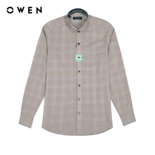 OWEN - Áo sơ mi dài tay Regular Fit Be Bạc hà - AR220811DT