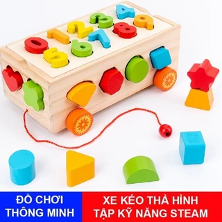 [SỈ] Đồ Chơi Gỗ: Xe Kéo Thả Số & Hình Khối- GIÚP BÉ PHÁT TRIỂN TAY, MẮT- LÀM QUEN VỚI CON SỐ, MẦU SẮC & HÌNH KHỐI