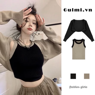 NZN Áo khoác Cardigan dệt kim / Croptop phong cách Hàn Quốc cổ điển Hàn Quốc dành cho nữ