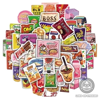 Set 50 Hình Dán Sticker Đồ Ăn Cute Graffiti Chống Thấm Nước Trang Trí Mũ Nón Bảo Hiểm, Laptop, Ván Trượt, Vali, Xe, Sổ